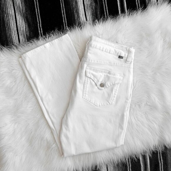 JAG Jeans Size 06 White Denim Mid Rise Boot Leg Cropped Flap Pockets Y2K - Picture 1 of 5